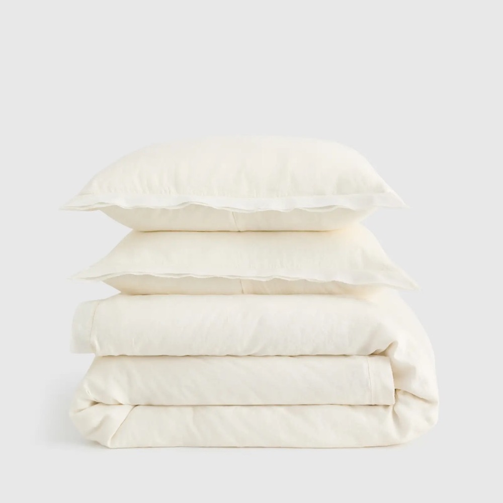 Quince European Linen Double Flange Duvet Cover Set